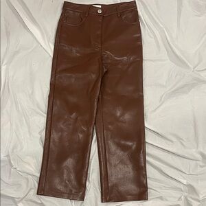 Brown Faux Leather Pants
